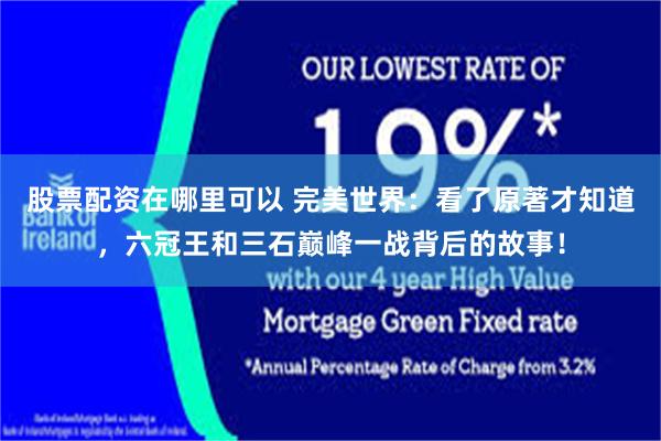 股票配资在哪里可以 完美世界：看了原著才知道，六冠王和三石巅峰一战背后的故事！