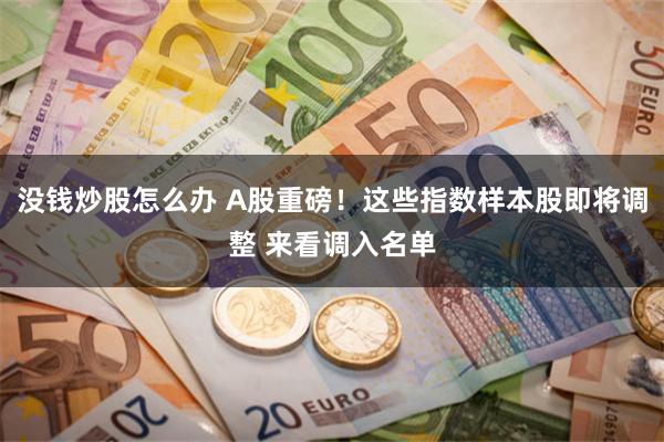 没钱炒股怎么办 A股重磅！这些指数样本股即将调整 来看调入名单